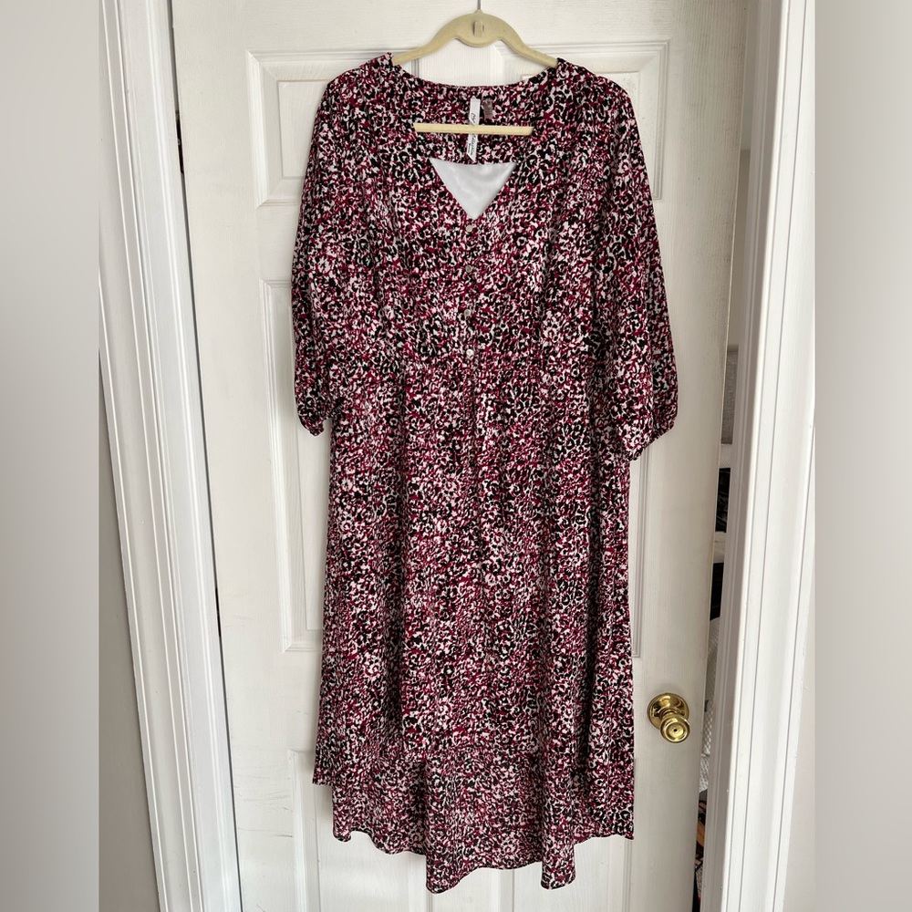 Pink red and black high/low NY collection dress 1X